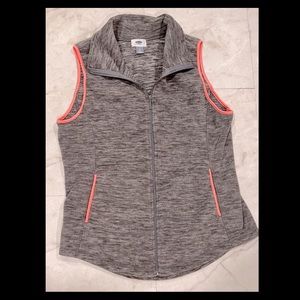Old Navy Fleece Vest Grey w Pink Trim - L